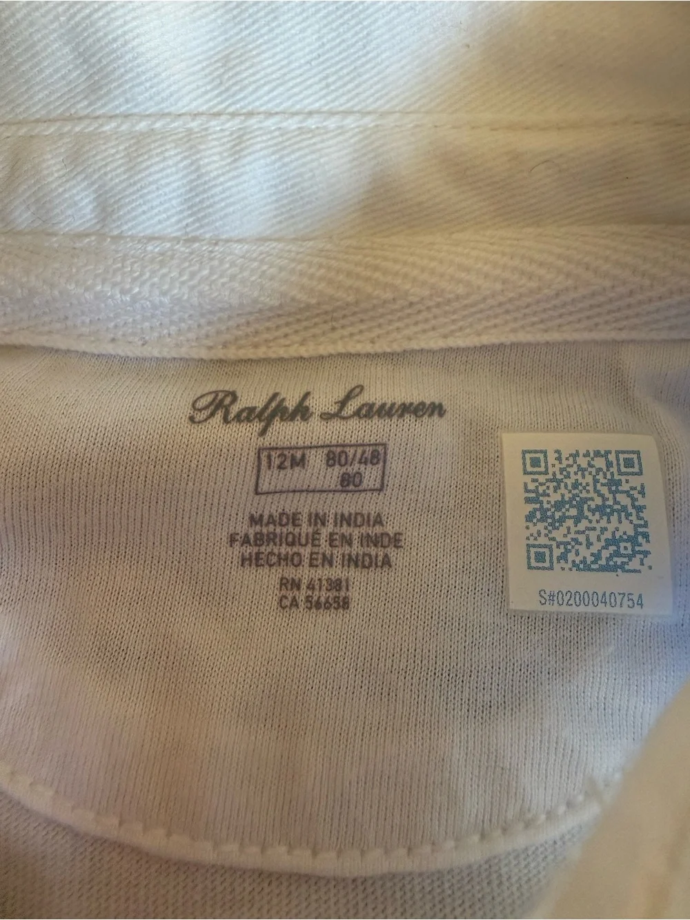 Ralph Lauren White Baby Polo Bodysuit